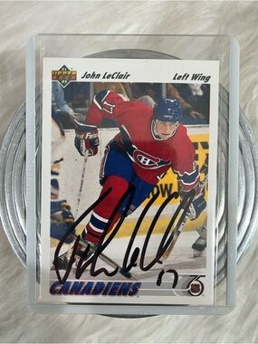 Upper Deck John LeClair Montreal Canadiens Autographed Hockey Card 91-92